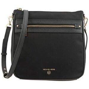 NWT MICHAEL MICHAEL KORS Jet Set Large Nylon Gabardine Messenger Black